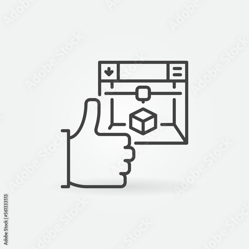 Hand Thumb Up and 3D Printer vector concept linear icon