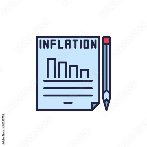 Inflation Document with Pencil vector concept colored icon