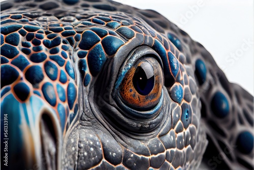 Close up of a Leatherback Turtle isolated on a white background photo