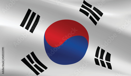 South Korea flag background.Waving South Korean flag vector