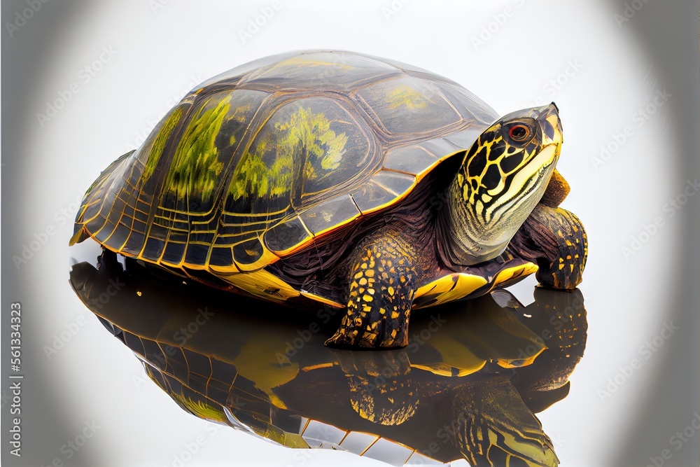 Obraz premium Close up of a River Cooter Turtle isolated on a white background