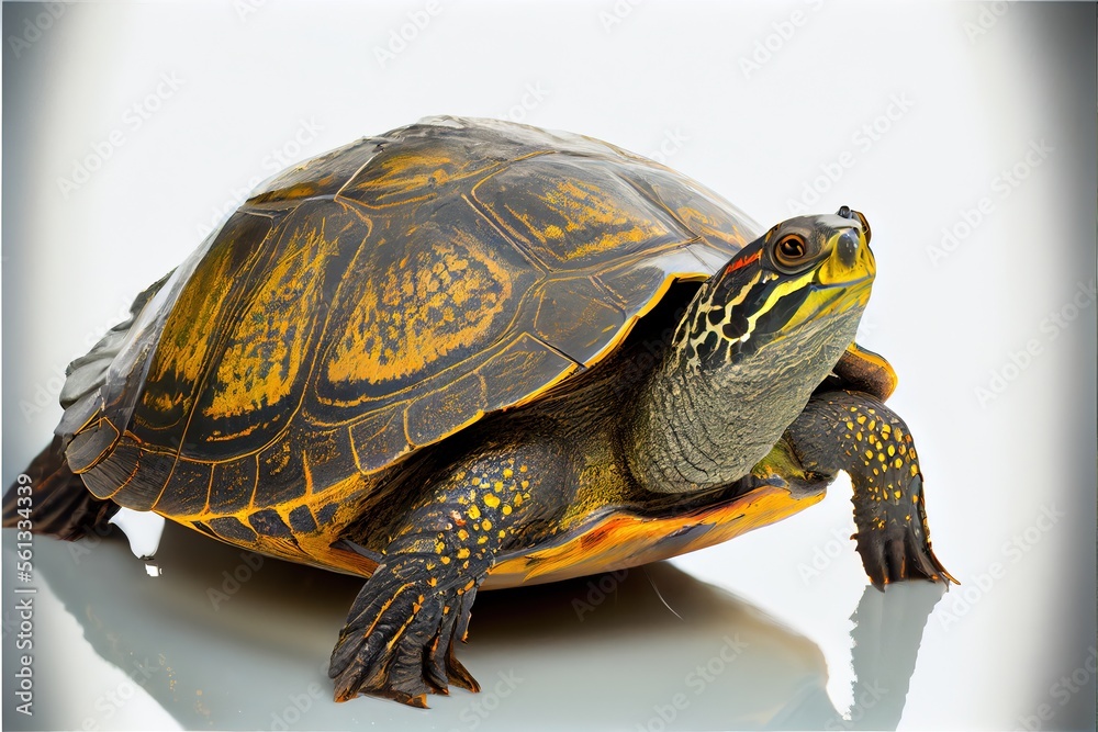 Obraz premium Close up of a River Cooter Turtle isolated on a white background
