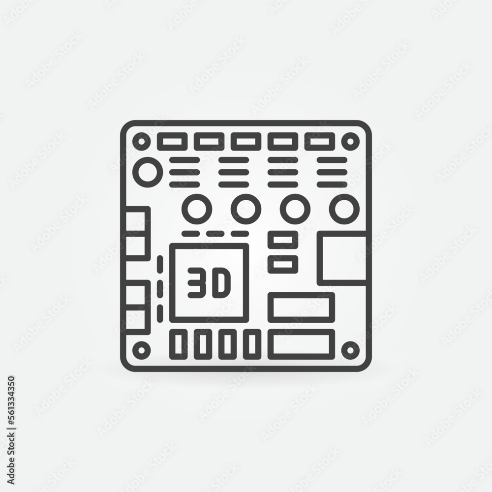 Motherboard for 3D printer vector concept icon in outline style Motherboard for 3D printer vector concept icon in outline style