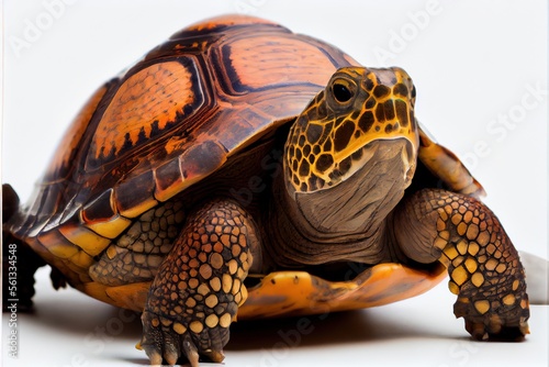 Close up of a Wood Turtle isolated on a white background © MG Images