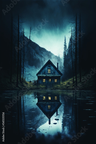 Scary Cabin in the Lake, Generated AI