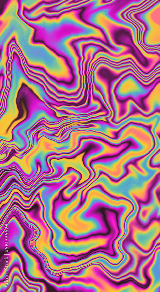 Abstract psychedelic background with rainbow smudges and stains, like on gasoline film. Vertical format for stories and posts.