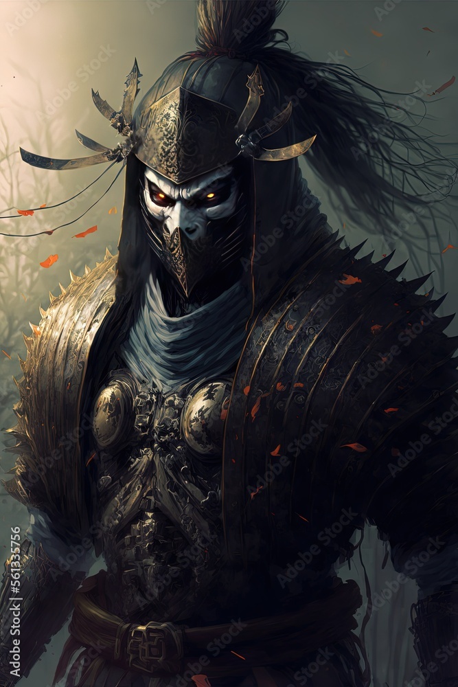 Ghost warrior samurai in heavy armour. Ronin samurai fantasy character ...