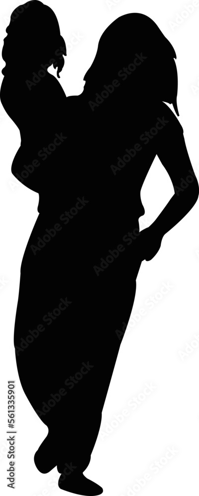 a woman and baby , body silhouette vector