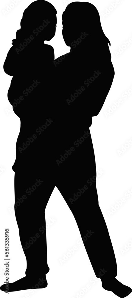 a woman ang girl body silhouette vector