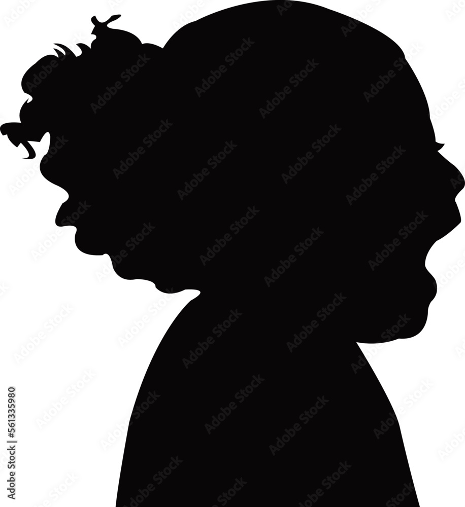 a cute girl head silhouette vector