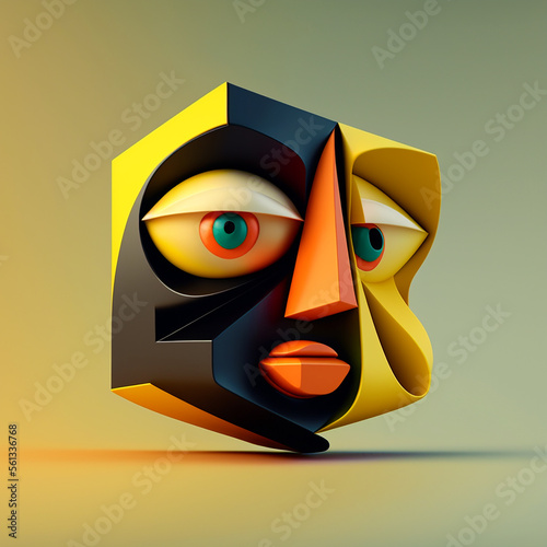 Abstract 3D Emoji. Colors and Shapes.  photo