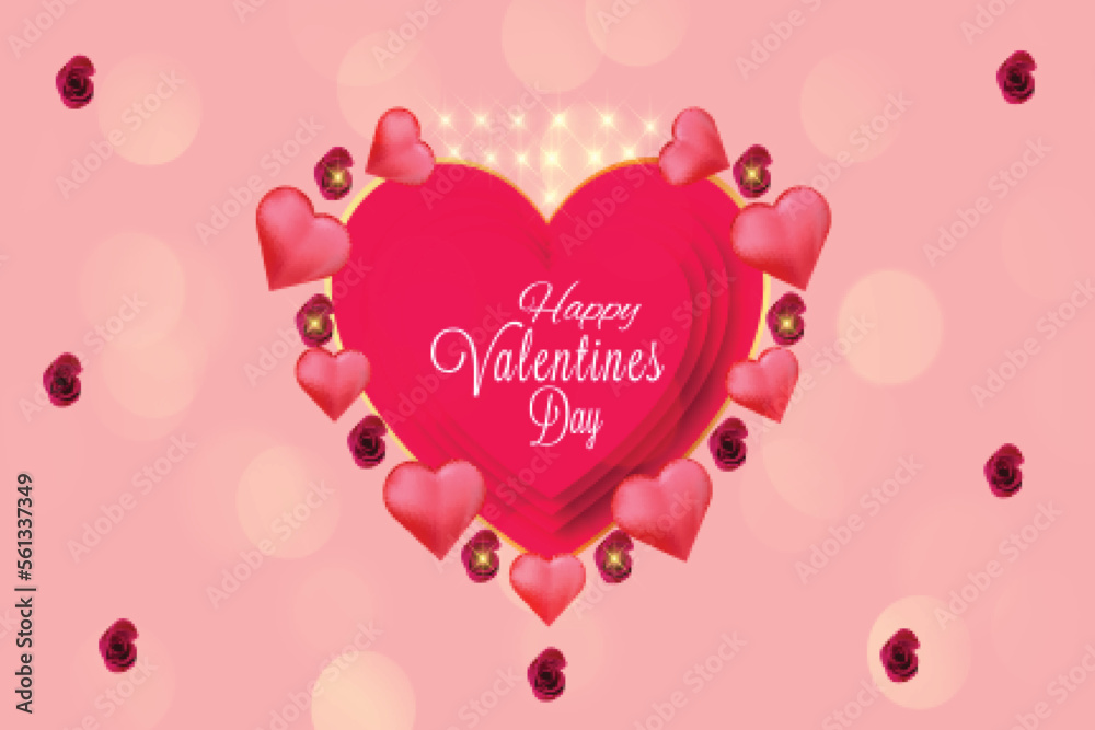 Hearts valentines day with greeting card calligraphic design 43