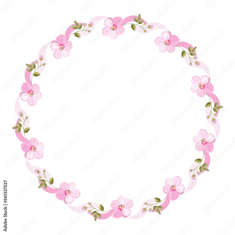 elegant floral wreath with pink flowers and twigs