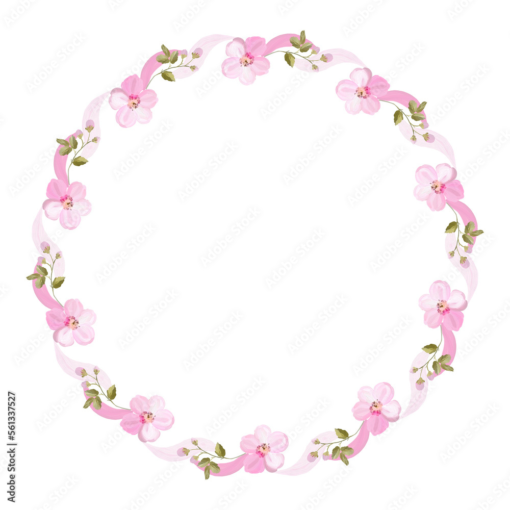 elegant floral wreath with pink flowers and twigs elegant floral wreath with pink flowers and twigs