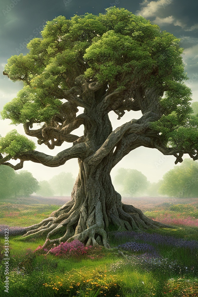 Majestic 1000 Year Old Elm Tree In A Fantasy Landscape Stock Majestic 1000 Year Old Elm Tree In A Fantasy Landscape Stock