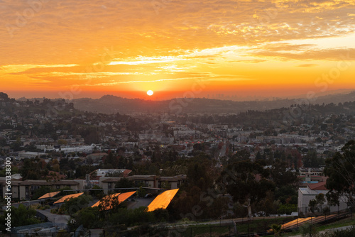 Dramatic sunset in Los Angeles with Glendale in the distance photo