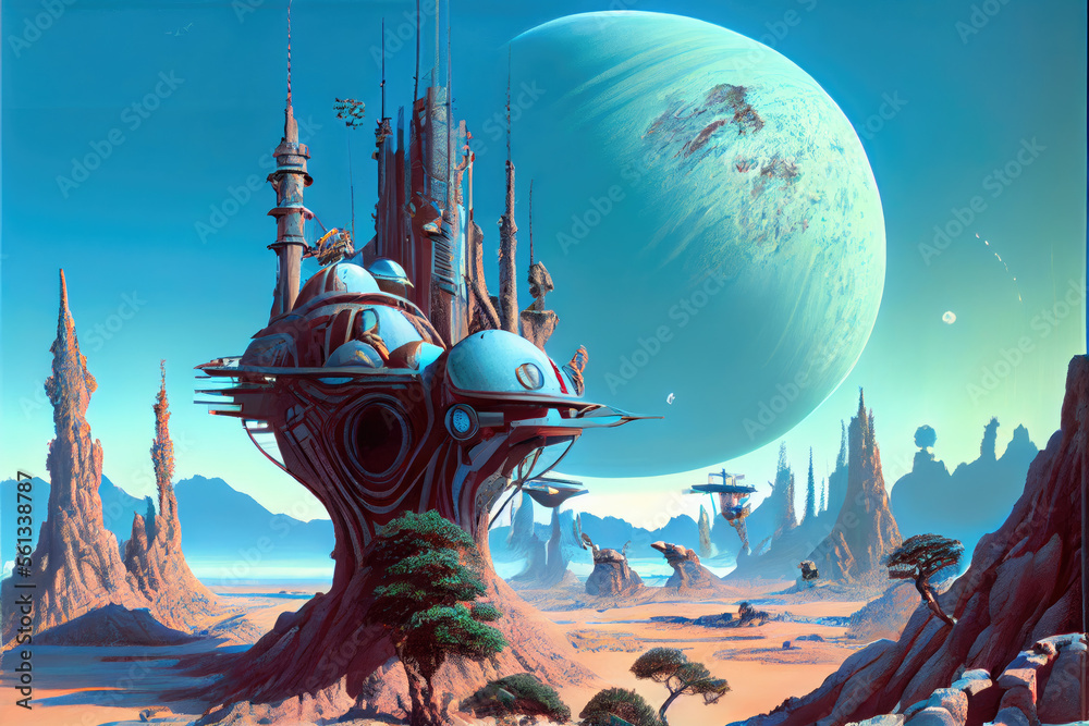 Naklejka premium Sci-fi Landscape