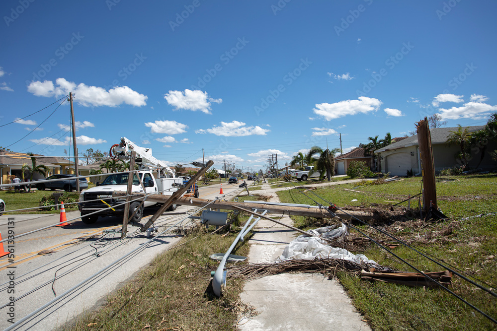 Downed powerlines in Cape Coral Florida after Hurricane Ian passed through.
Downed powerlines in Cape Coral Florida after Hurricane Ian passed through.
