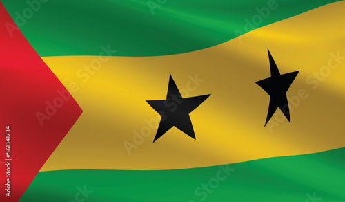 Sao Tome and Principe flag background.Waving Sao Tome flag vector