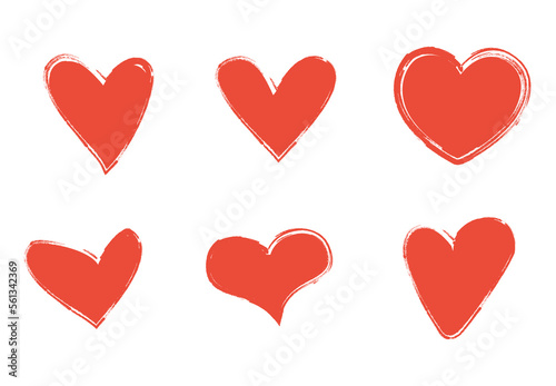 Heart symbols isolated on white background. Red hand drawn icons for love  wedding.