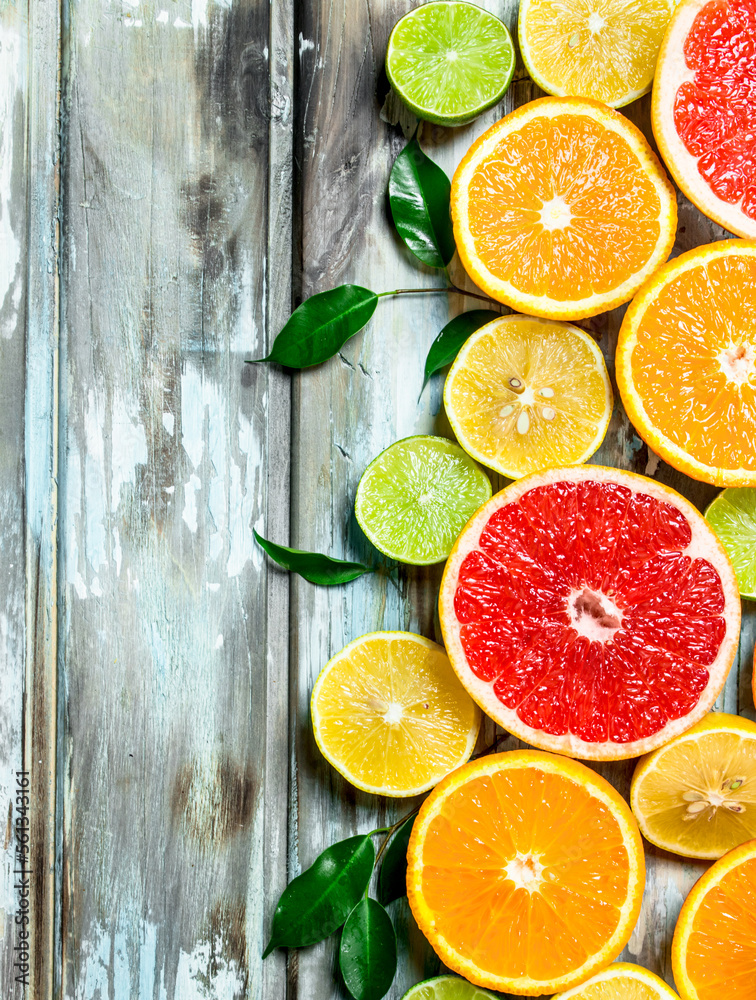 Juicy citrus with leaves. Juicy citrus with leaves.