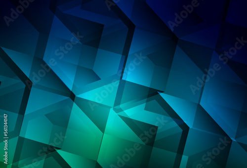 Dark Blue, Green vector background with set of hexagons.