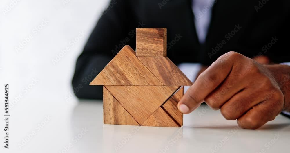 Miniature House Puzzle Pieces And Tangram