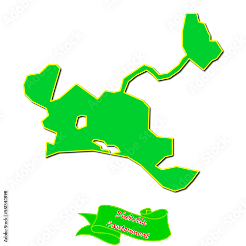 Vector map of Dhekelia Cantonment with subregions in green country name in red photo