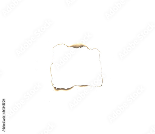 White paper burn marks isolated on black background.