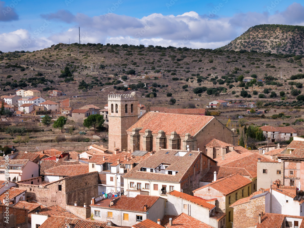 View over Mora de Rubielos in Teruel, Aragon, Spain