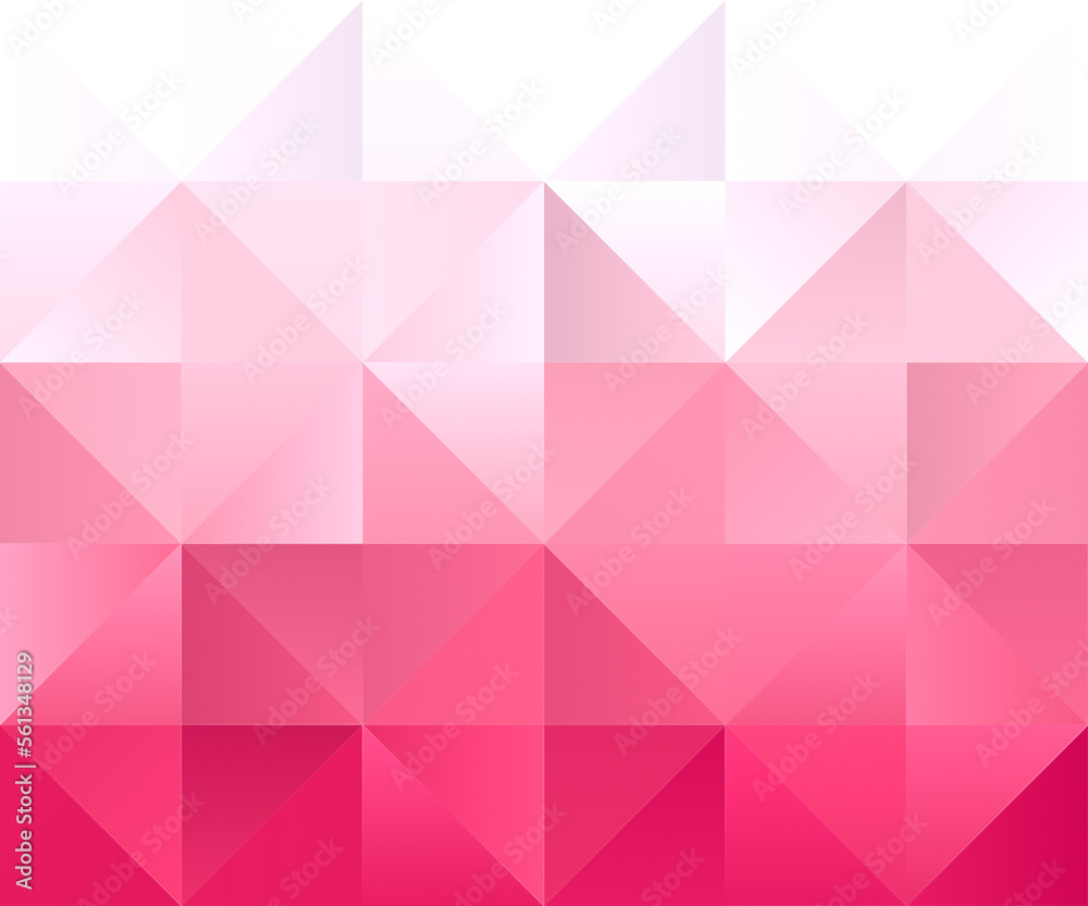Fototapeta premium Abstract multi-colored mosaic pattern with color gradient, made of red and pink triangles. Full frame geometric triangular background. Copy space.