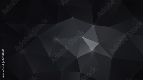 Abstract gray polygon vector pattern background in black and white. Full frame 3D triangular low poly style background in 4k resolution. Copy space.