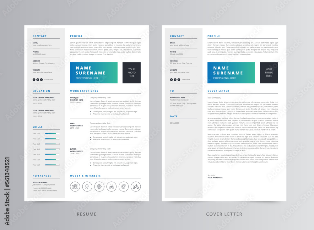 Resume Template, Professional Modern Resume Template, CV Template