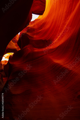 Narrow curvy sand walls of Antelope canyon in USA