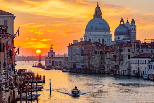 Venice Grand canal and Santa Maria della Salute church at sunrise, Italy © Mistervlad
