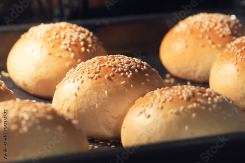 Baking buns in the oven