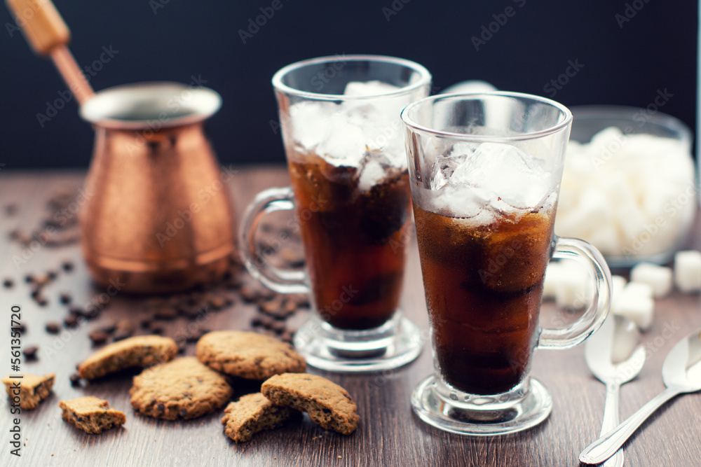 Still life Iced coffee and biscuits Still life Iced coffee and biscuits