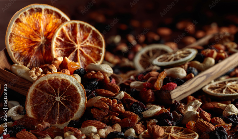 Dried fruits and nuts. Dried fruits and nuts.