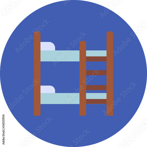 Bunk Bed Multicolor Circle Flat Icon
