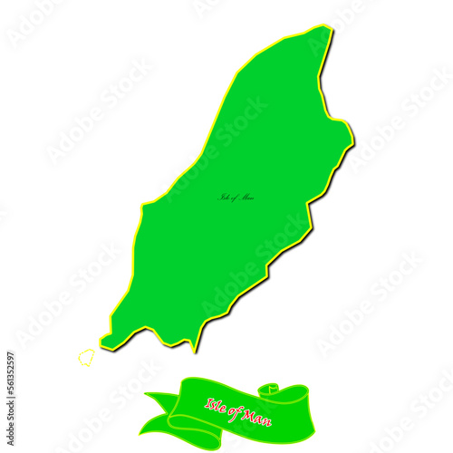 Vector map of Isle of Man with subregions in green country name in red photo