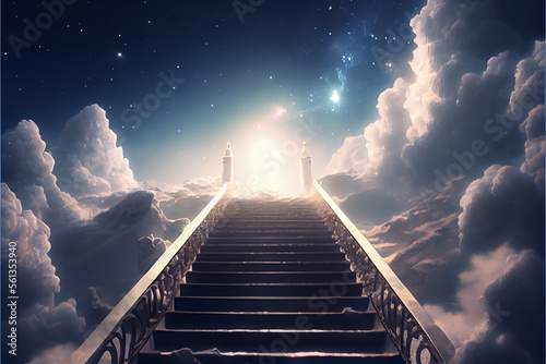 Journey of the Soul. heaven afterlife concept. stairway to heaven.