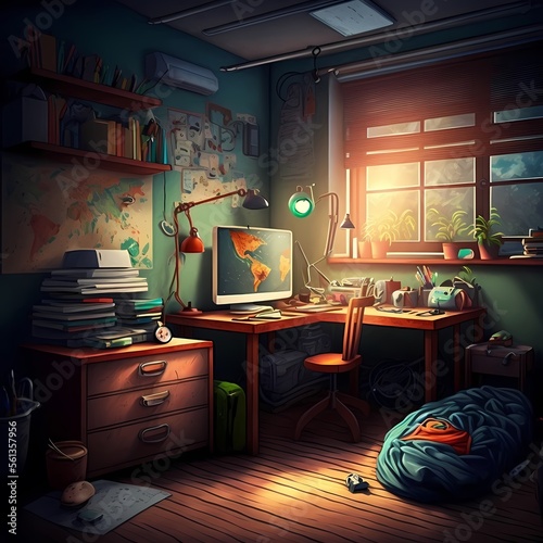 A Student's Study Room From The Future
