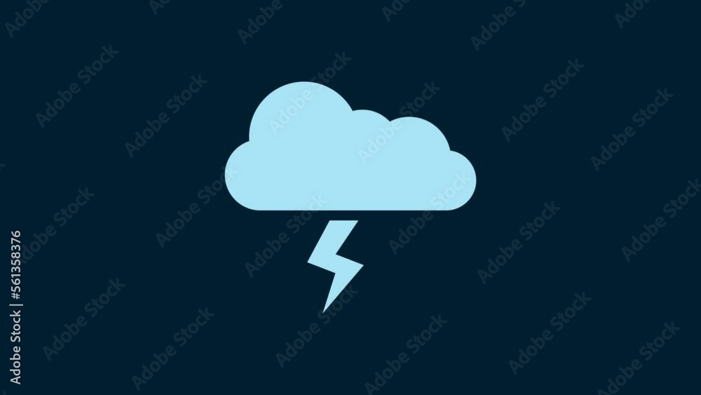White Storm icon isolated on blue background. Cloud and lightning sign. Weather icon of storm. 4K Video motion graphic animation White Storm icon isolated on blue background. Cloud and lightning sign. Weather icon of storm. 4K Video motion graphic animation