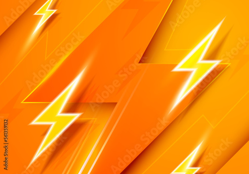 Abstract Yellow Electric Lightning Background
