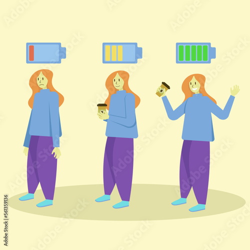 Energizing in the morning with a glass of coffee 