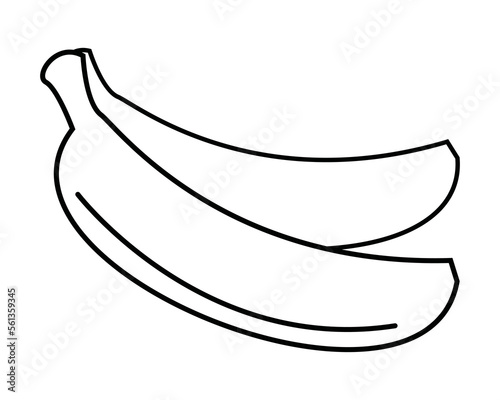 Coloring Banana Illustration for Kids, banana outline isolated vector, educational banana coloring for kids