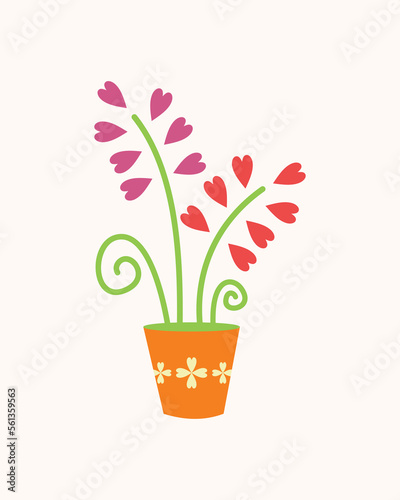 Flower Wedding Floral Beautiful Design Vector, pot flower romantic love valentines day vector