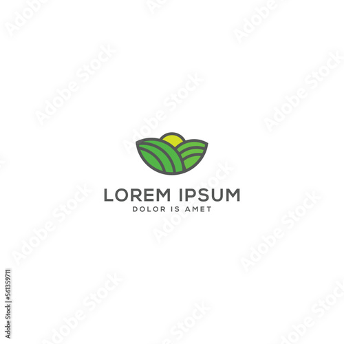 green hill vector with sunset vector illustration design with bird vector