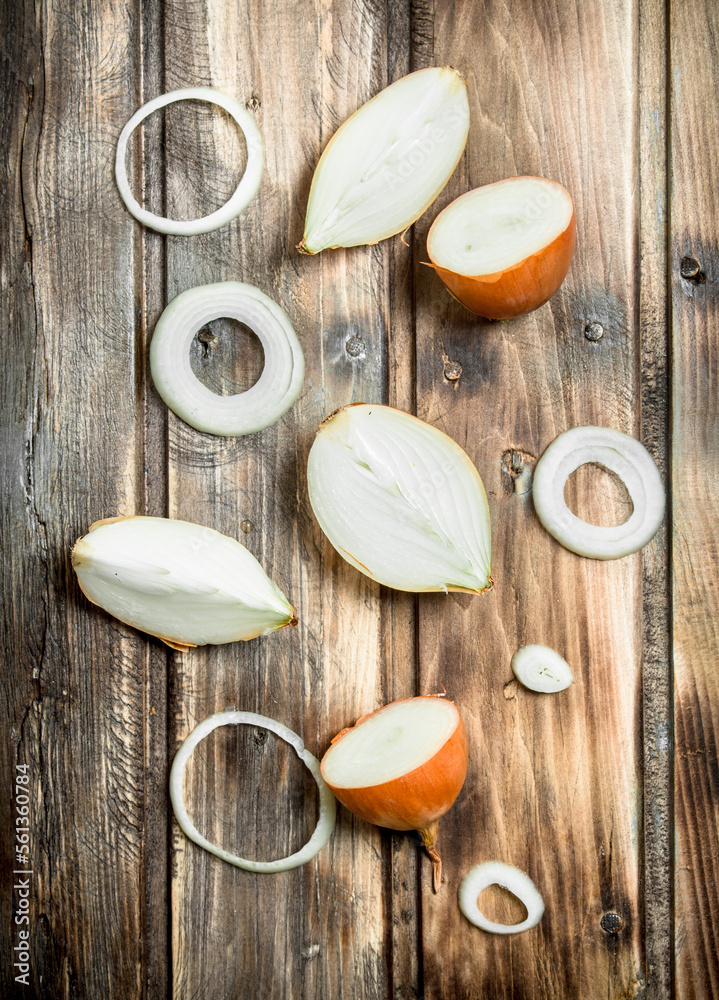 Pieces of ripe onions.