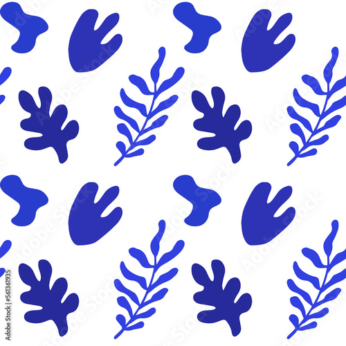 Blue Abstract shapes matisse style pattern